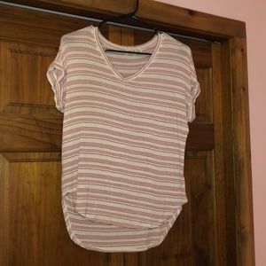 PINK ROSE Striped V-neck T-shirt